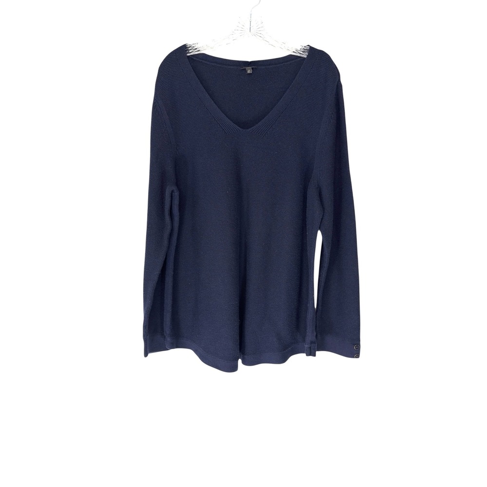 Talbots Woman Sweater V-Neck Blue Cable‎ Knit Cozy Soft Classic Basic Size 2X